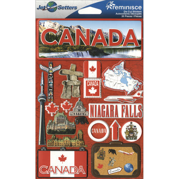 Reminisce Jet Setters Country Dimensional Stickers 4.5"X7.5" - Canada