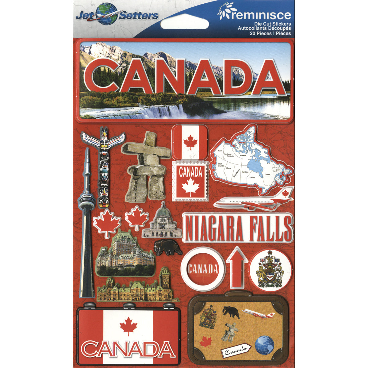 Reminisce Jet Setters Country Dimensional Stickers 4.5"X7.5" - Canada