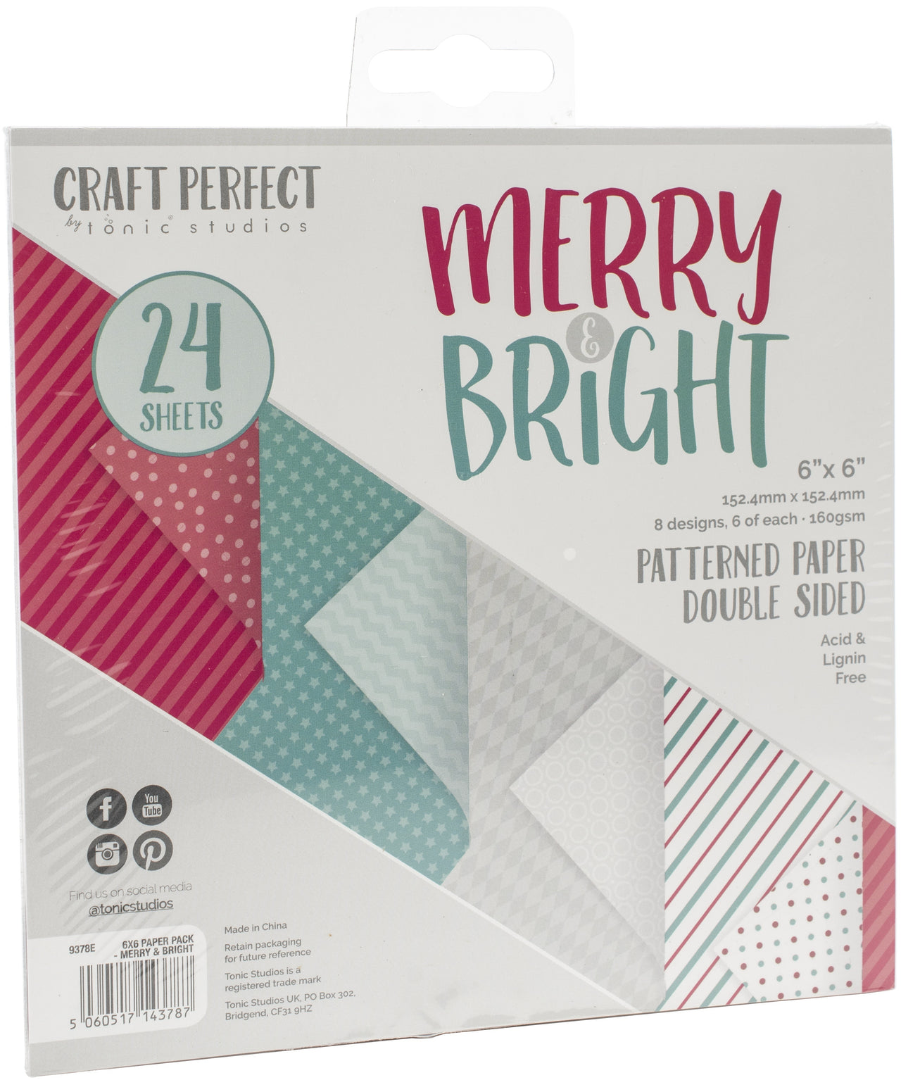 Tonic Studios Craft Perfect Double-Sided Cardsock 6"X6 24/Pkg - Merry & Bright