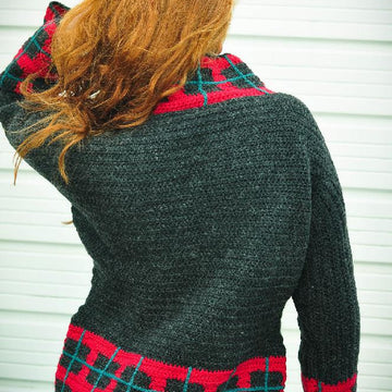 Crochet Jacket with Tartan Borders