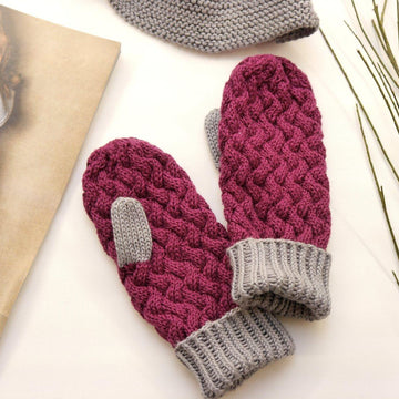 Handschuhe - Flechtmuster-Fäustlinge Gr. XS - XXL - No.190