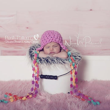 Pom Pom Tassel Earflap Hat Crochet Pattern 236