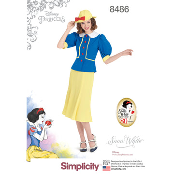 Simplicity 8486 Women's 1930's Snow White Dress and Hat - Sewing Pattern
