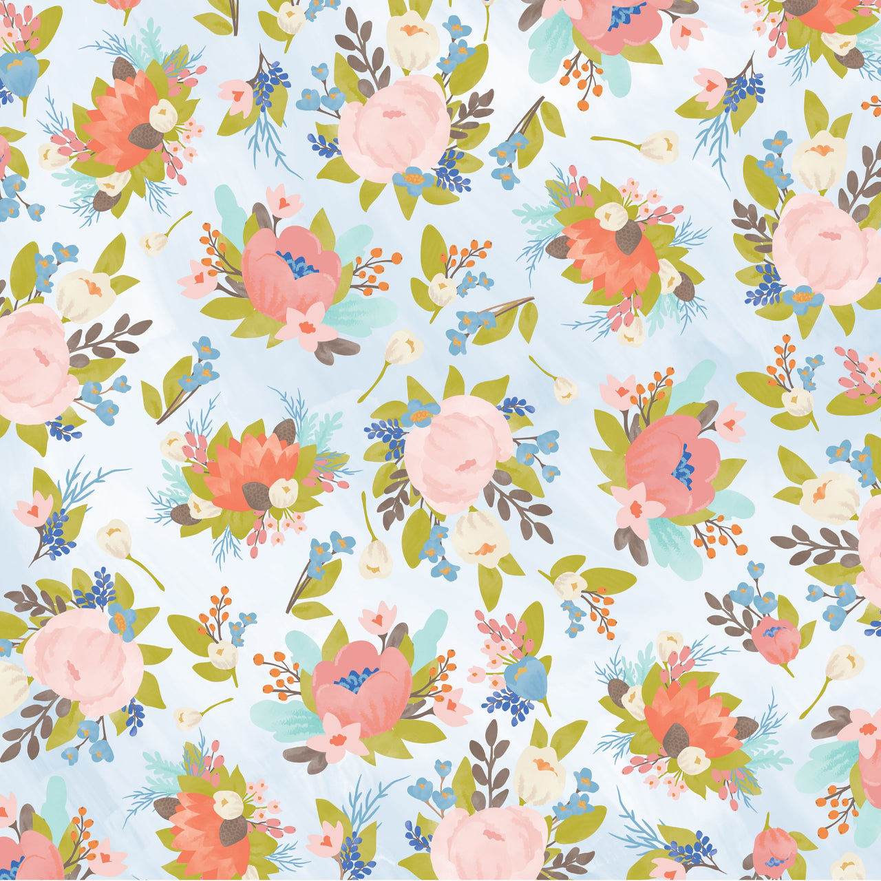 American Crafts Patterned Single-Sided Cardstock 12"X12" 25/Pkg - Light Floral