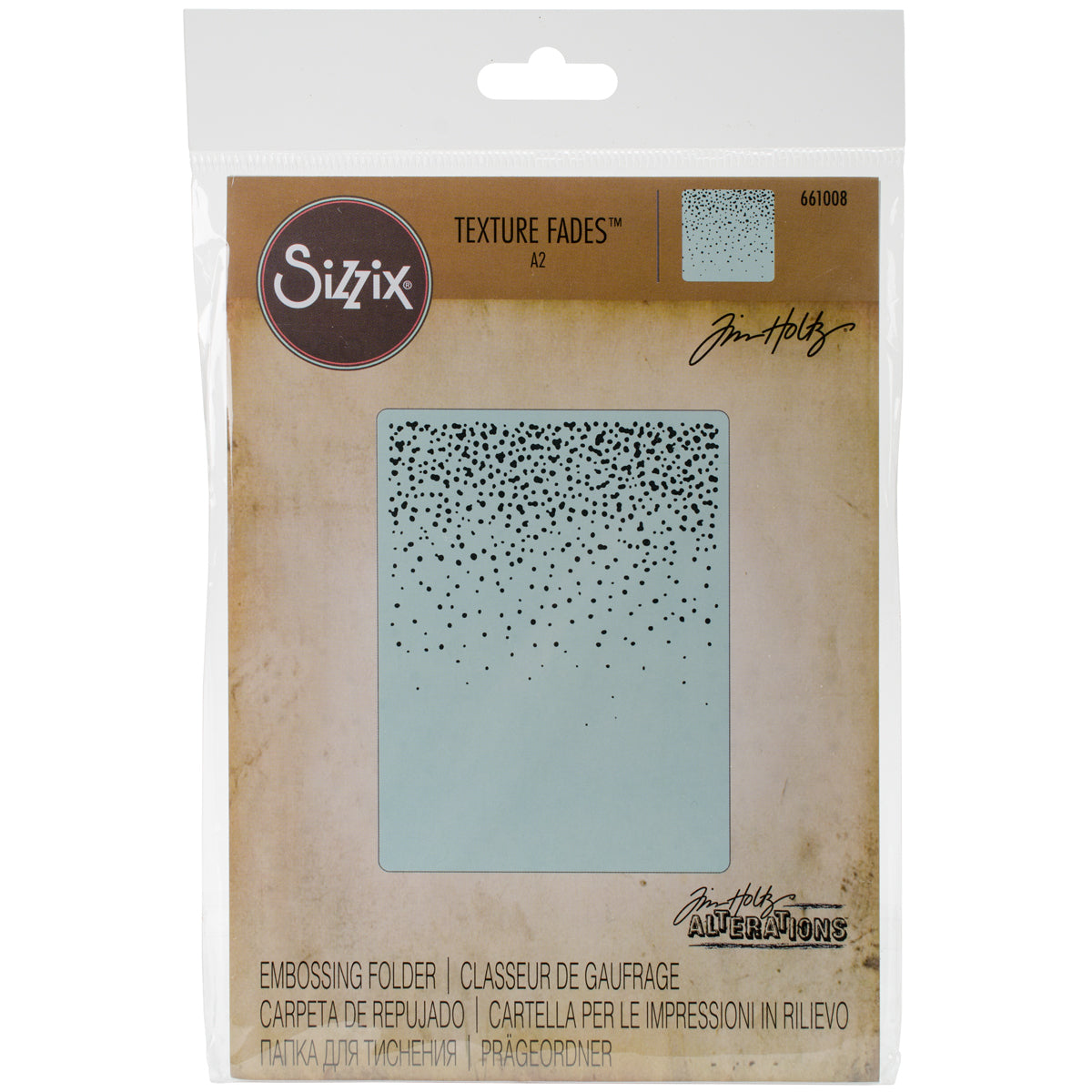 Sizzix Texture Fades A2 Embossing Folder - Snowfall/Speckles By Tim Holtz