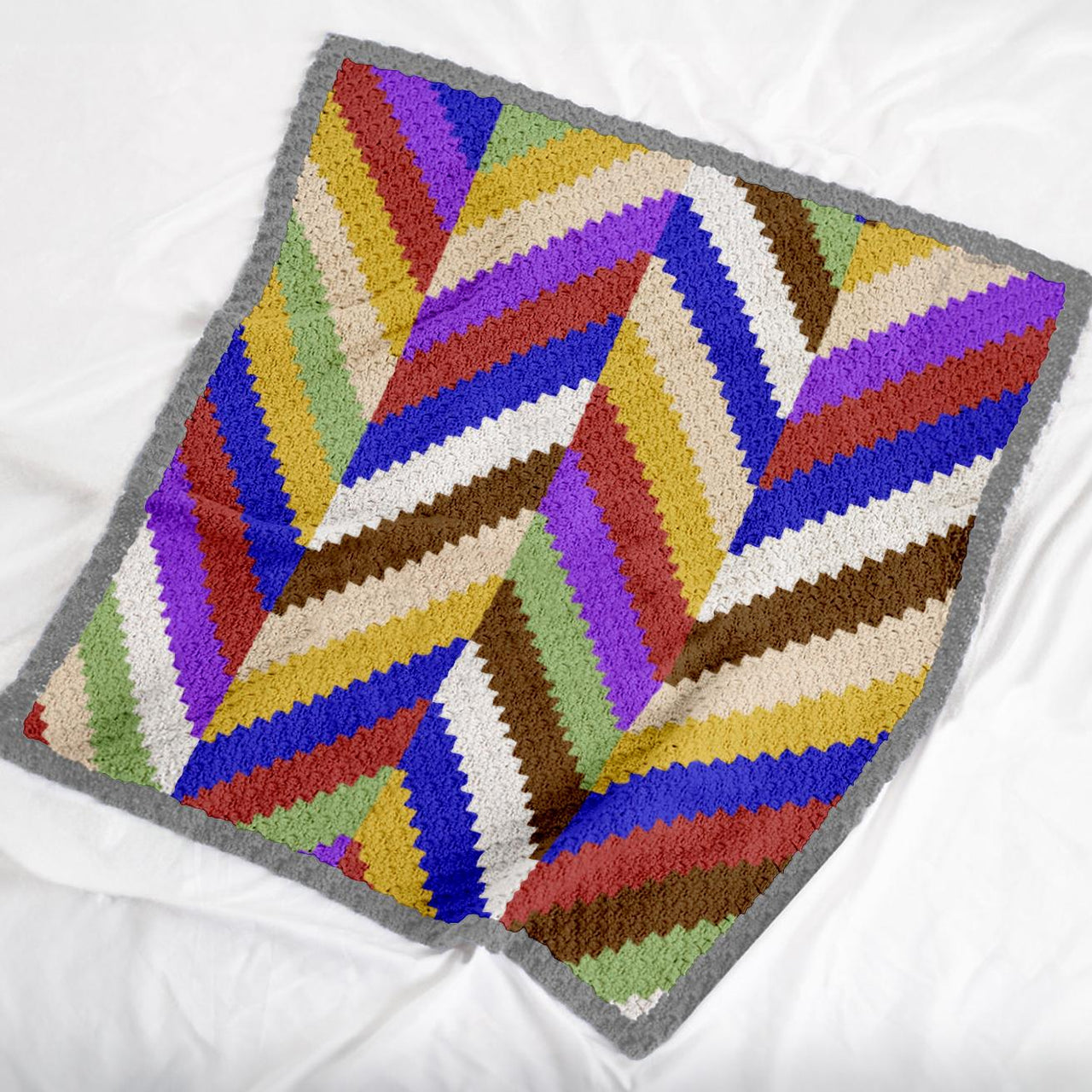 C2C Colorwork Herringbone Blanket Stroller Tutorial Baby Crip Pattern