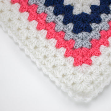 Modern Preppy Infinity Granny Square Crochet Blanket