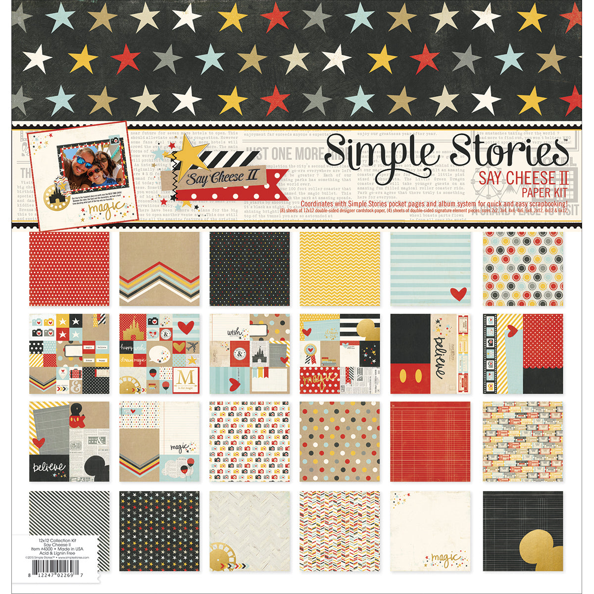 Simple Stories Double-Sided Paper Pack 12"X12" 12/Pkg - Say Cheese II