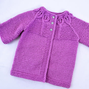 Violet cardigan and hat set