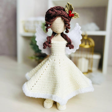 Crochet doll angel, amigurumi Christmas angel, crochet doll with clothes, Winter Angel