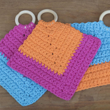 Potholders with Wooden Rings