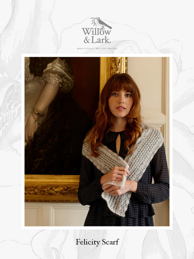 "Felicity Scarf" - Scarf Knitting Pattern For Women in Willow & Lark Plume