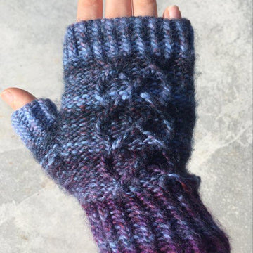 Twisted Rib with Cable Fingerless Gloves