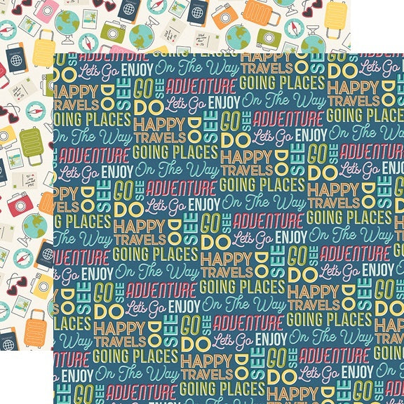 Simple Stories Going Places Double-Sided Cardstock 12"X12" 25/Pkg - Travel More