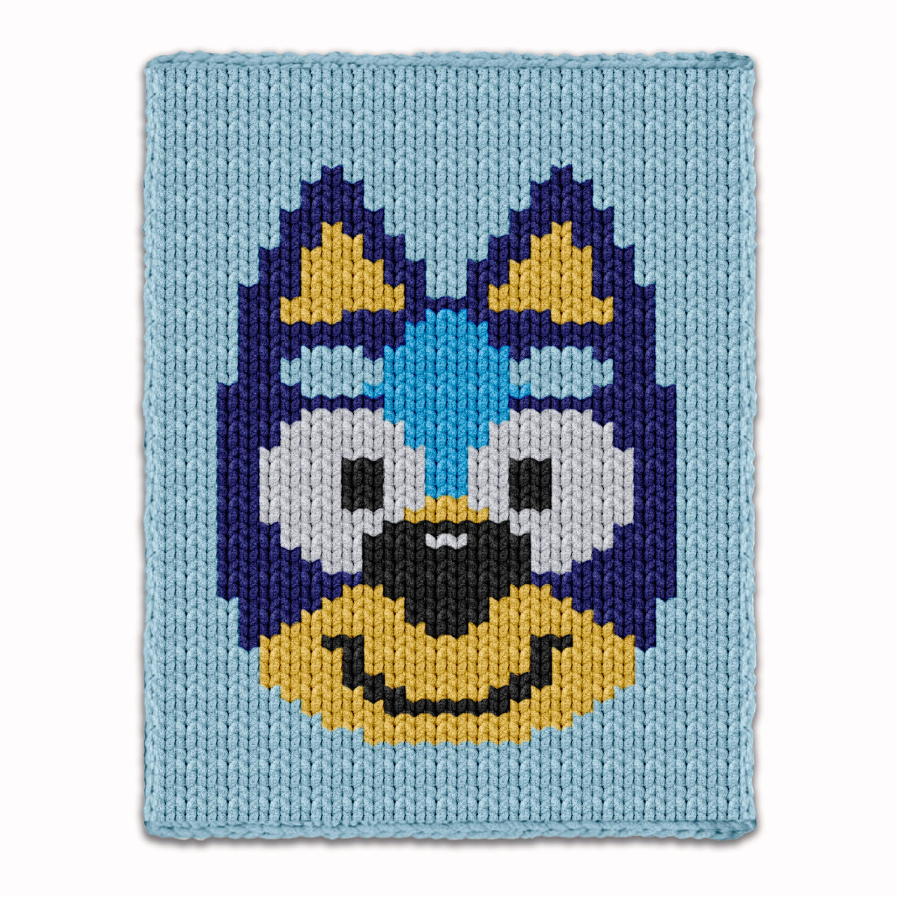 Finger Knitting Pattern, Blue Puppy Dog Knit Kids Throw Blanket
