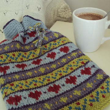 Hearts Fairisle Hot Water Bottle Cover