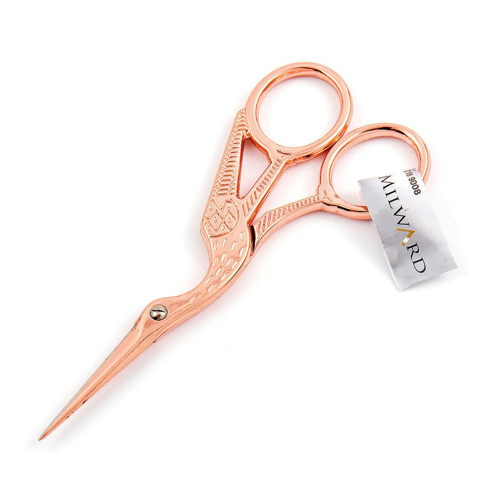 Milward Rose Gold Stork Embroidery Scissors (11.5cm/4.5in)