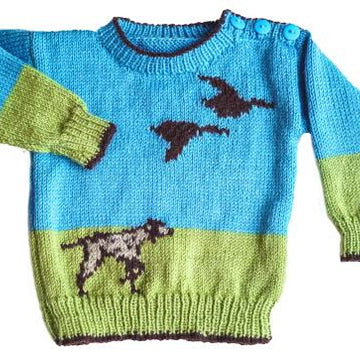 Pointer dog sweater, hat, mittens and toys