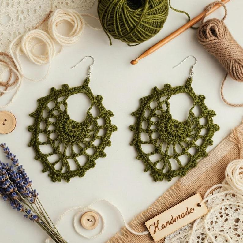 Crochet Leaf Earrings Pattern – Nature Jewelry PDF + Video Tutorial