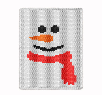 Christmas Snowman with red scarf Chunky Blanket, Knitting Pattern