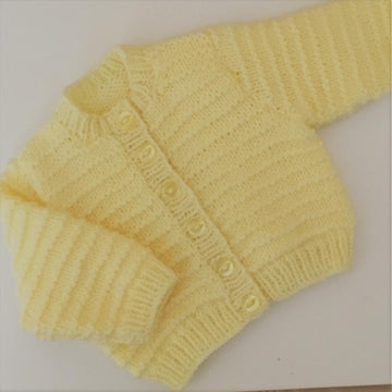 Round Neck garter stripe baby cardigan