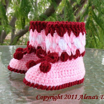 Crochet Cherries Toddler Booties