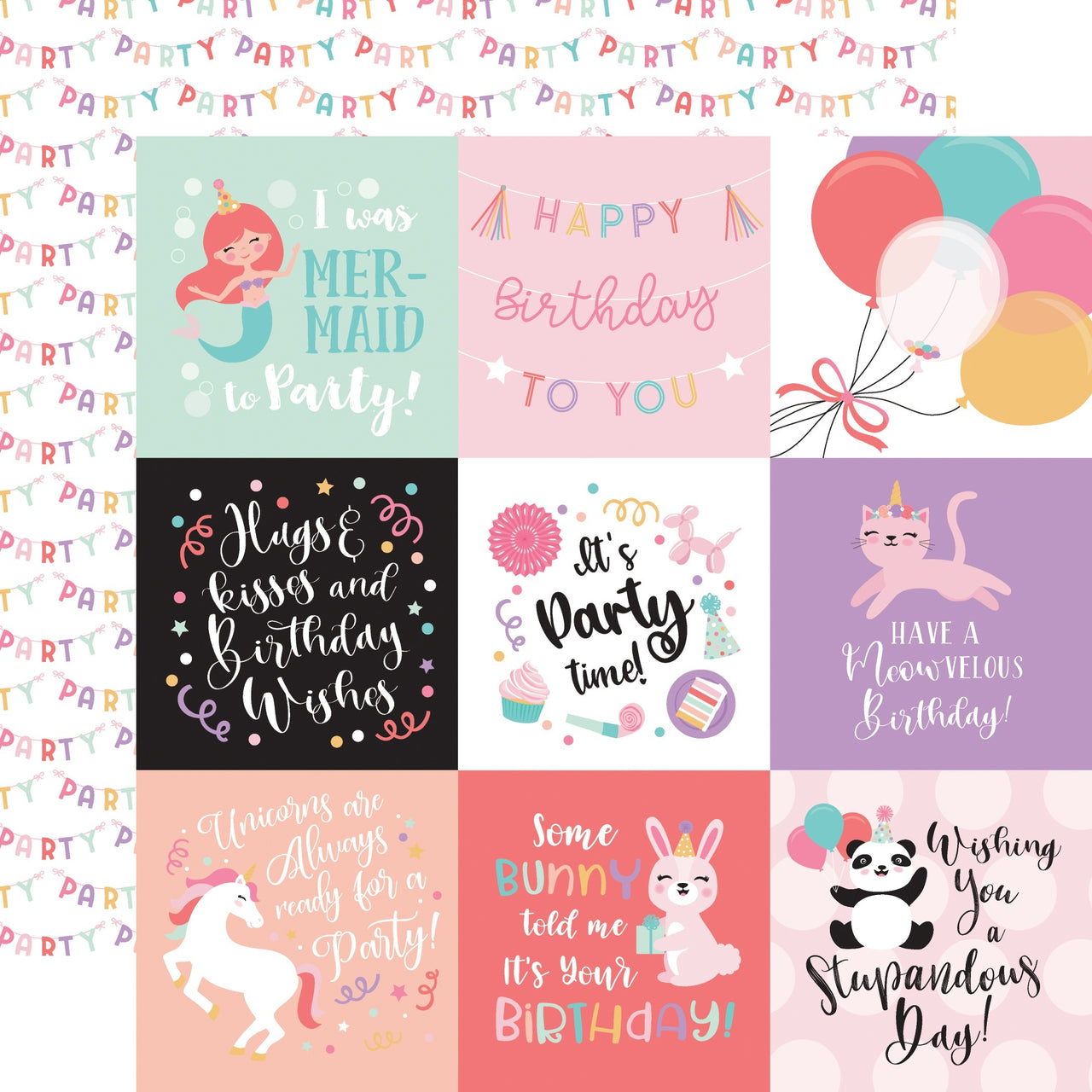 Echo Park Paper It's Your Birthday Girl Double-Sided Cardstock 12"X12" 25/Pkg - 4"X4" Journaling Cards