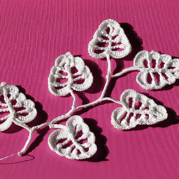 White Irish Crochet Leaf Pattern