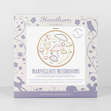Hawthorn Handmade Marvellous Mushrooms Printed Embroidery Kit - 7in