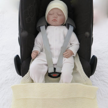 Easy Knit Baby Car Seat Blanket & Hat