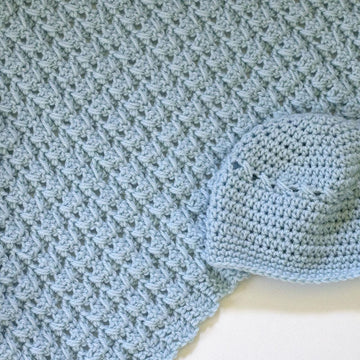 Textured Baby Blanket and Hat