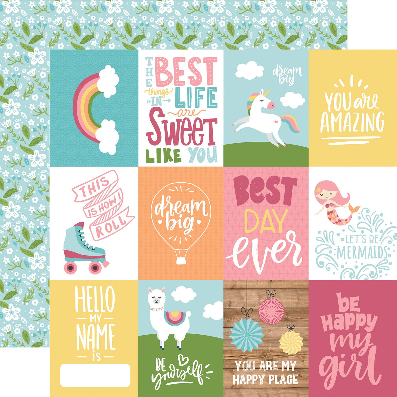 Echo Park Paper All Girl Double-Sided Cardstock 12"X12" 25/Pkg - 3"X4" Journaling Cards