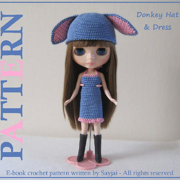 Donkey Hat and Dress Pattern for Blythe Dolls