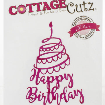 CottageCutz Elites Die - Happy Birthday Swirly Cake, 1.9"X2.7"
