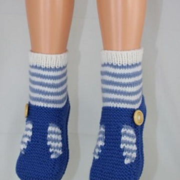 Childrens Stripe Sock T Bar Sandal Slippers