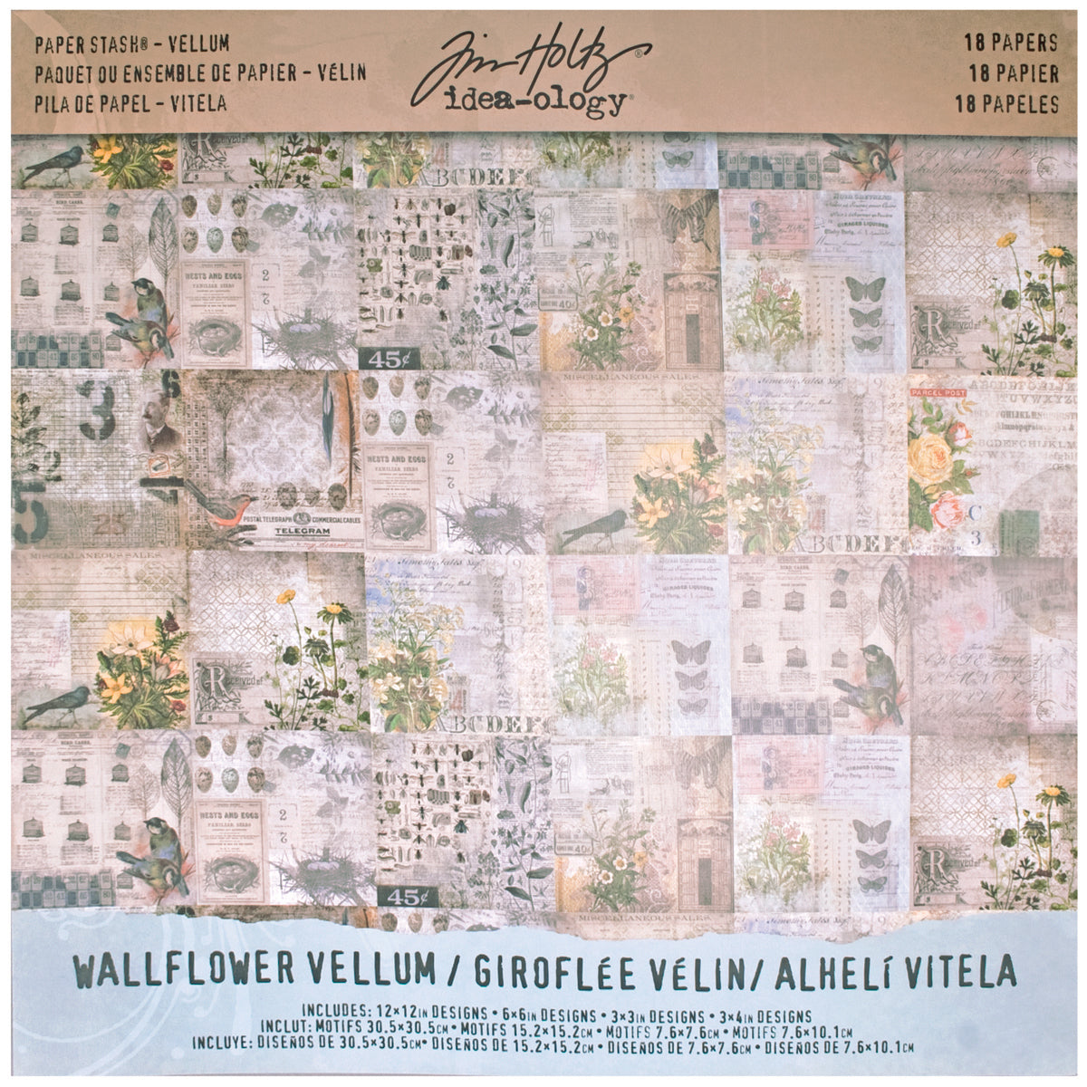 Advantus Idea-Ology Vellum Paper Stash 12"X12" 18/Pkg - Wallflower