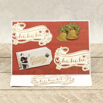 Artdeco Creations Naughty Or Nice Cut, Foil & Emboss Dies - Ho Ho Ho Sentiment 3.7"X2.2"