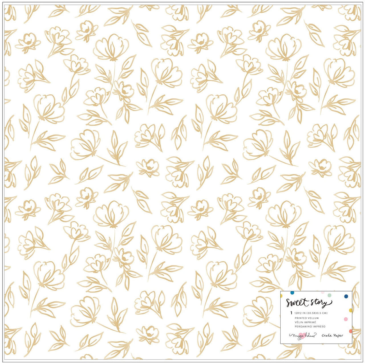American Crafts Maggie Holmes Sweet Story Single-Sided Vellum 12"X12" - Goldie