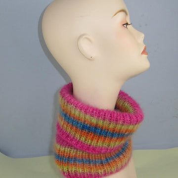 Angel Print Mohair Turtle Neck Rib Cowl