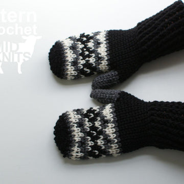 Fair Isle Crochet Argyle Mittens (2016006)