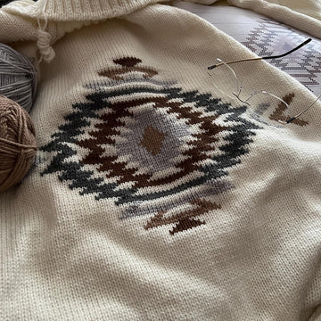 Cardigan with Geometric Colourwork