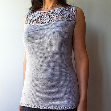 Vivian - floral lace-top shell (crochet+knit)