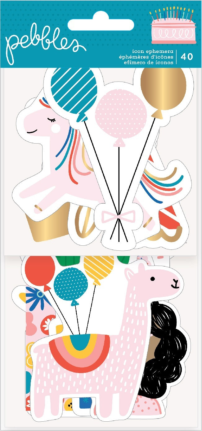 American Crafts Happy Cake Day Ephemera Cardstock Die-Cuts 40/Pkg - Icons W/Foil Accents