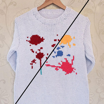 Intarsia - Blood/Paint Splatters Chart - Adults Sweater