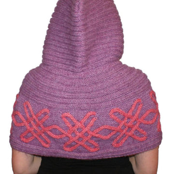 Hooded Capelet with Two Colour Aran Pattern