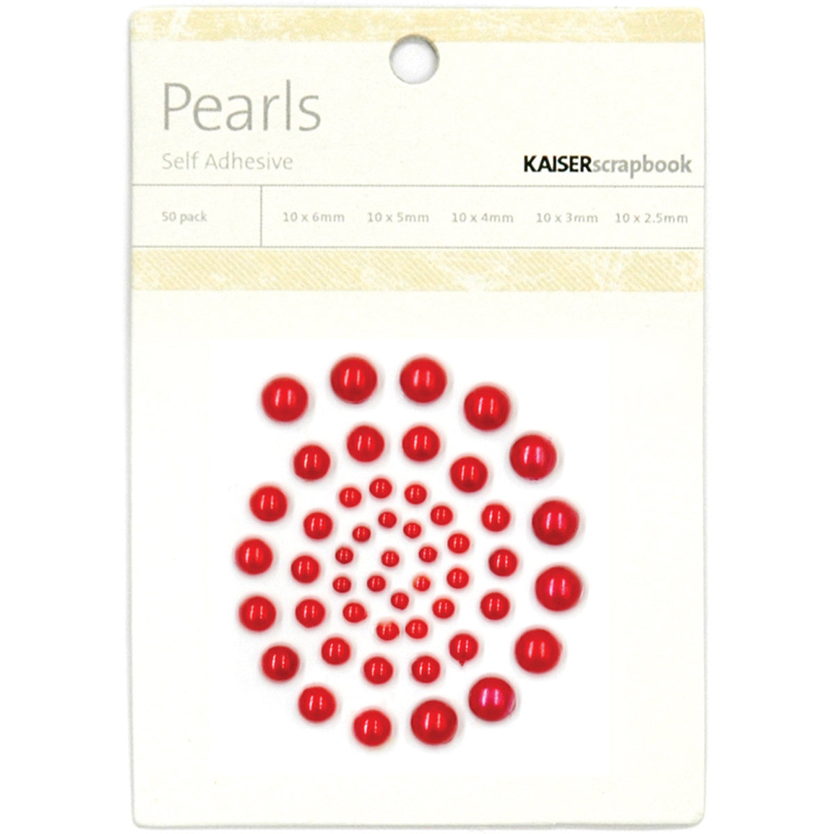 Kaisercraft Adhesive Pearls 50/Pkg - Red