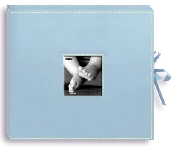 Pioneer 3-Ring Sewn Leatherette Album Box 13"X14.5" - Baby Blue