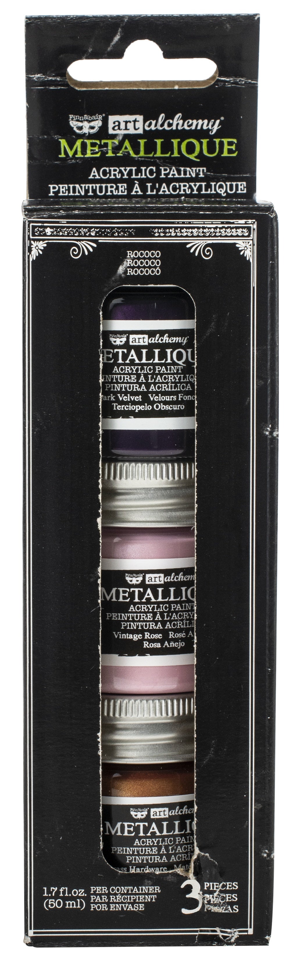 Prima Marketing Finnabair Art Alchemy Acrylic Paint Set 3/Pkg - Metallique Rococo, 1.7 Fl Oz Each