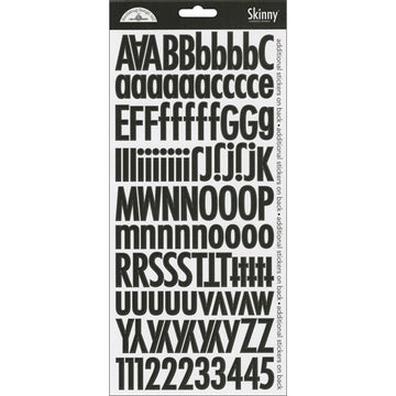 Doodlebug Skinny Cardstock Alpha Stickers 6"x13" 2/Pkg - Beetle Black