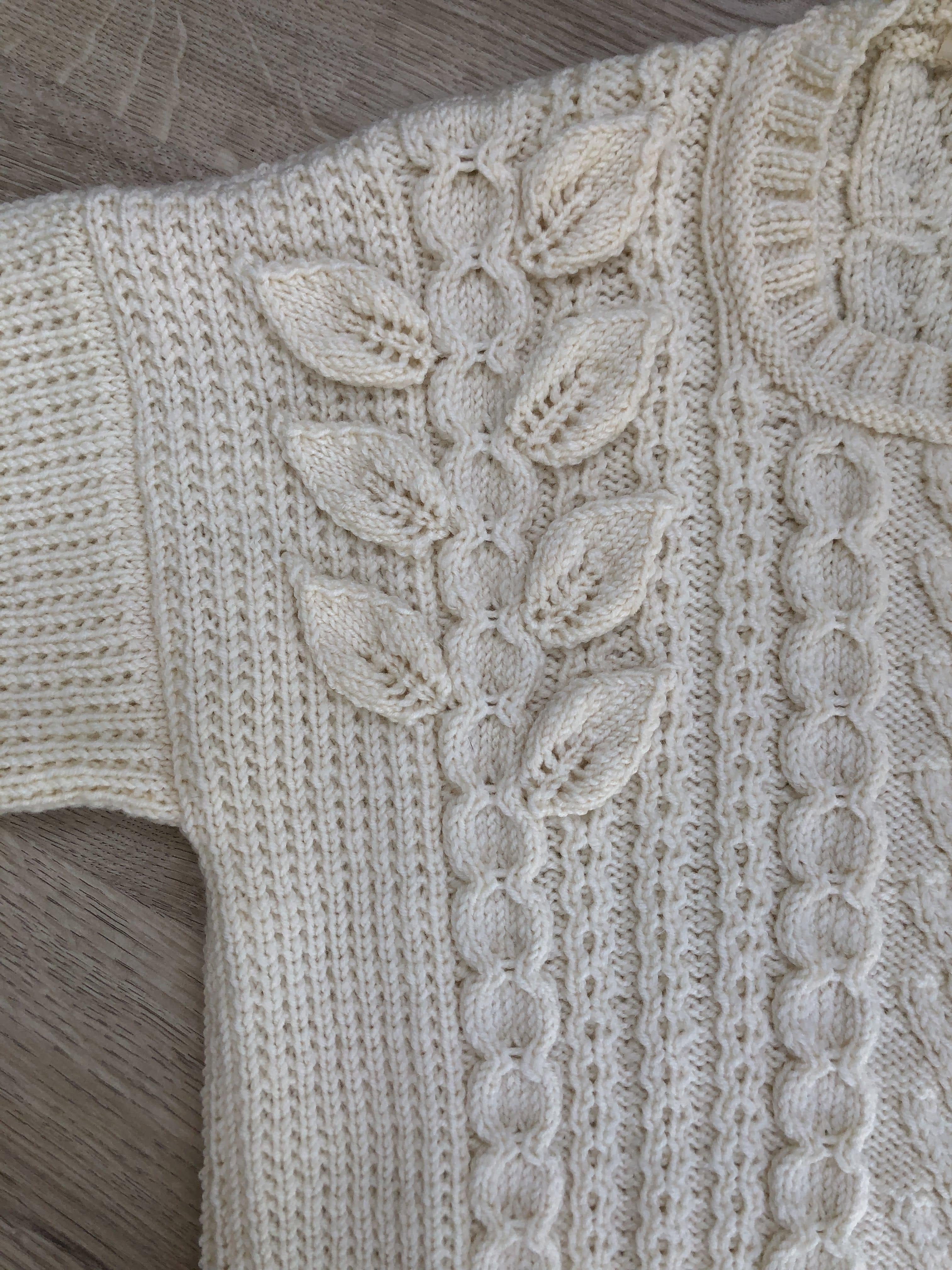 Aran Sweater with Leaf Embellishments